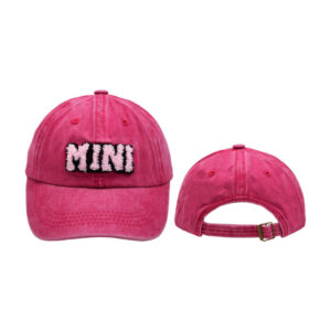 Rose red mini-washed children's baseball cap / free size (Japanese buckle adjustable)