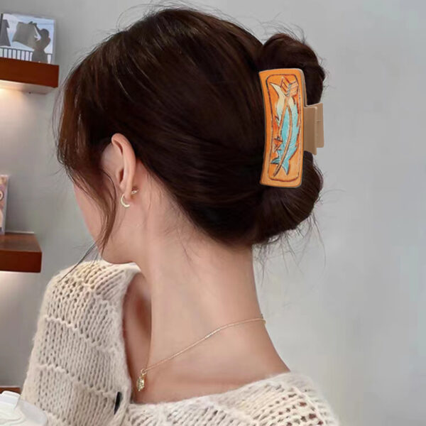 Wholesale Western Style Sunflower Feather Leather Hairpin Shark Clip