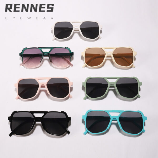 Wholesale Double Beam Square Frame PC Kids Sunglasses