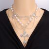 Wholesale Imitation Pearl Tassel Cross All-match Fashion Necklace