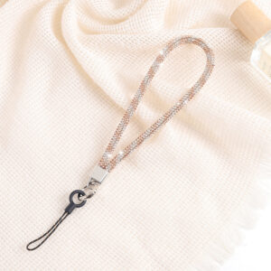 K1121 Small rope head diamond chain mobile phone chain champagne + white / 6mm drill chain