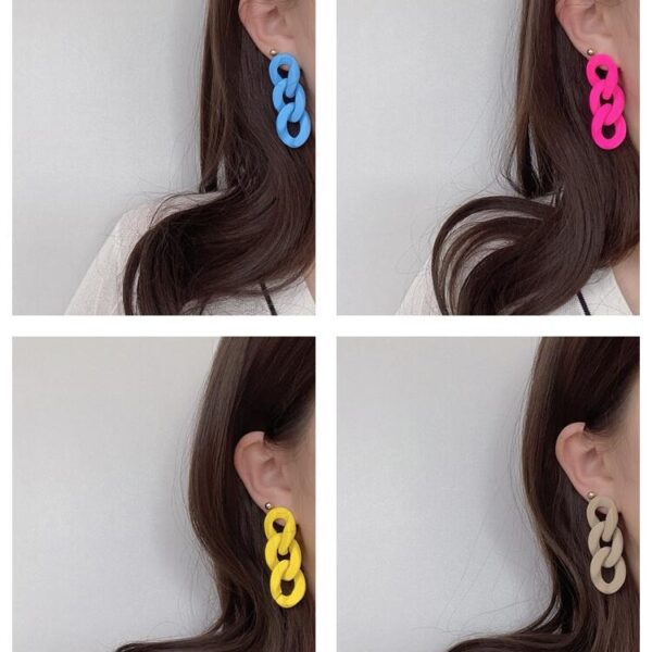 Wholesale Colorful Circle Chain Acrylic Earrings