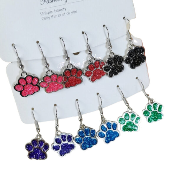 O1CN01qtTEXH24EvxDvvstg_2207921077360-0-cib Wholesale Colorful Glitter Oil Dripping Dog Paw Earrings