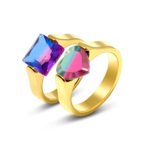 Wholesale Heart Gemstone Stainless Steel Rings