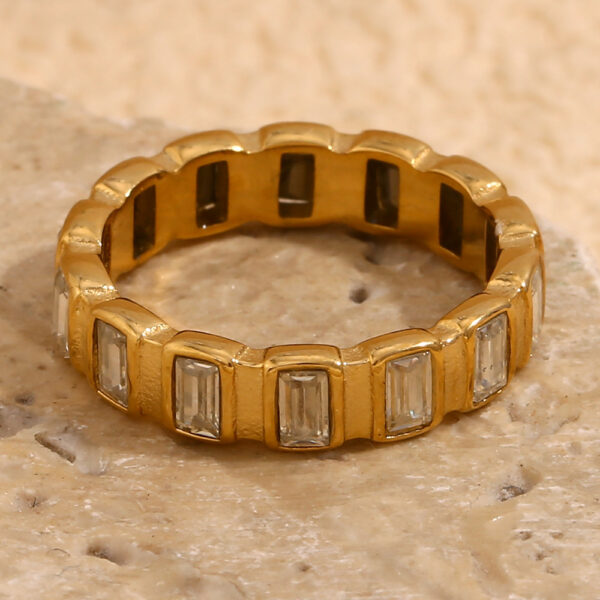 Wholesale Square Zirconia Inlaid Stainless Steel Ring