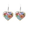 Wholesale Hollow Vintage Wood Flower Heart Shaped Earrings