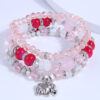 Wholesale Glass Bead Alloy Small Elephant Pendant Multilayer Bracelet