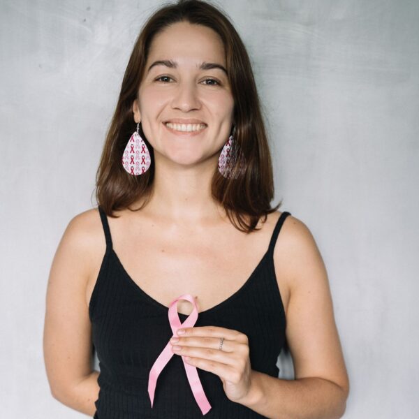 Wholesale Pink Ribbon Leather Earrings