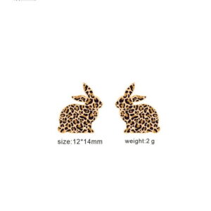 Leopard-print rabbit stud earrings M40