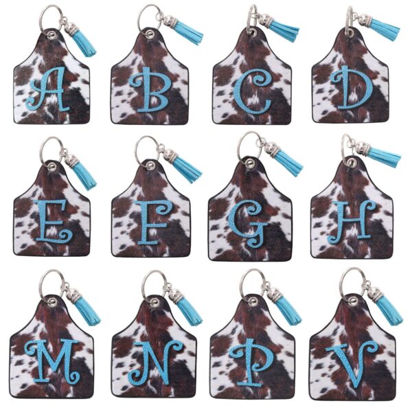O1CN01qzvoMz1ftMRuQSYK3__3172764064-0-cib Wholesale Leather Western Cow Pattern Animal Fur Letter Printing Leather Oil Edge Keychain