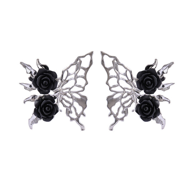 Wholesale Black Rose Dark Gothic Hollow Butterfly Alloy Earrings