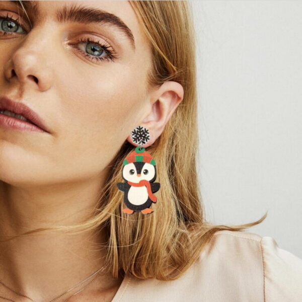 Wholesale Christmas Penguin Santa Claus Snowman Elk Gingerbread Man Earrings