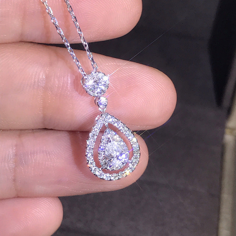 Wholesale Alloy Water op Pear Shaped Moissanite Pendant Necklace