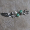 Wholesale Green Stone Cross Feather Metal Pendant Tassel Vintage Earrings