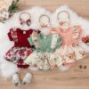 Wholesale Cotton Jumpsuit with Floral Buns and Baby Crawling Clothes