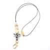 Wholesale Bohemian Style Beaded Silicone Wooden Beads Lanyard Bull Head Keychain