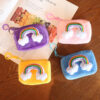 Wholesale Square Candy Colored Rainbow Plush Card Bag Keychain