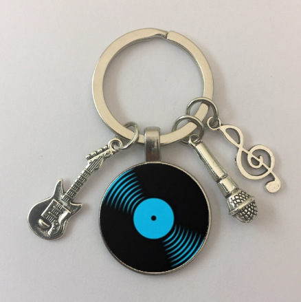 Wholesale Vinyl Records Retro Phonograph Glass Metal Keychains
