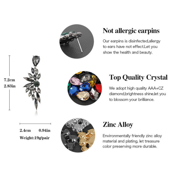 Wholesale Crystal Symmetrical Wings Zinc Alloy Earrings