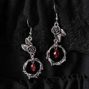Wholesale Bloody Rose Gothic Classical Thorn Vine Rose Crystal Earrings
