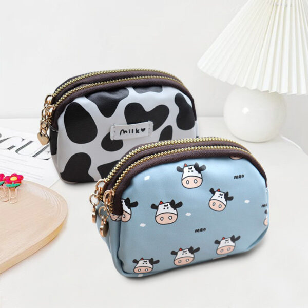 Wholesale Cute Cow Mini PVC Double Zipper Zero Wallet