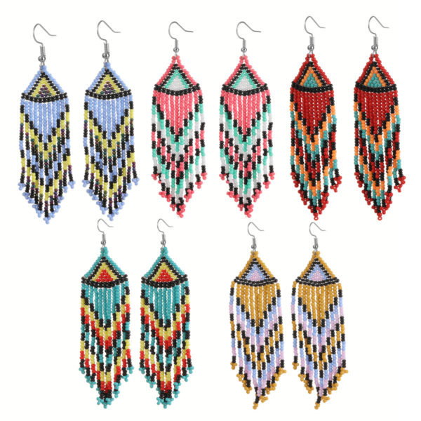 Wholesale Colorful Rice Beads Tassel Earrings