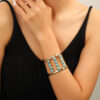 O1CN01rAXpGv1IWhf2eRQNA_3494910901-0-cib Wholesale Imitation Turquoise Boho Geometric Metal Bracelet