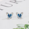 Wholesale Flash Diamond Blue Butterfly Copper Earrings