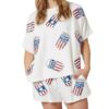 Wholesale Independence Day Top Sequined Pants Suit Short Sleeve Two Piece Set