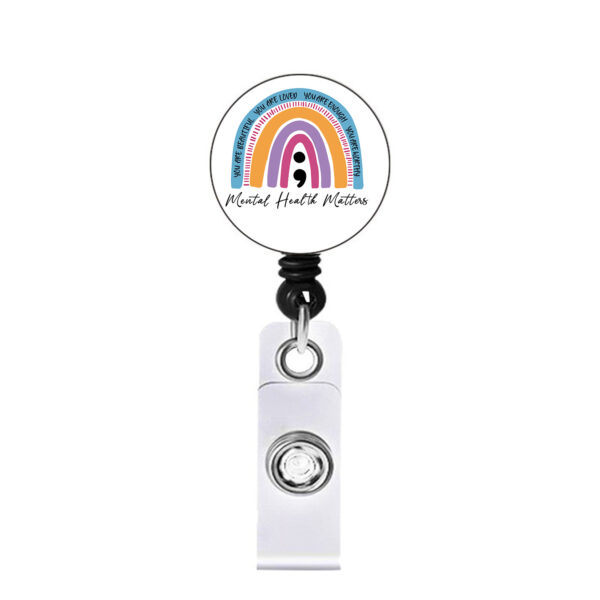 O1CN01rFJAsS1DSyO5b747m_971130216-0-cib Wholesale Badge Reels Acrylic Rainbow Mental Health Retractable Keychain