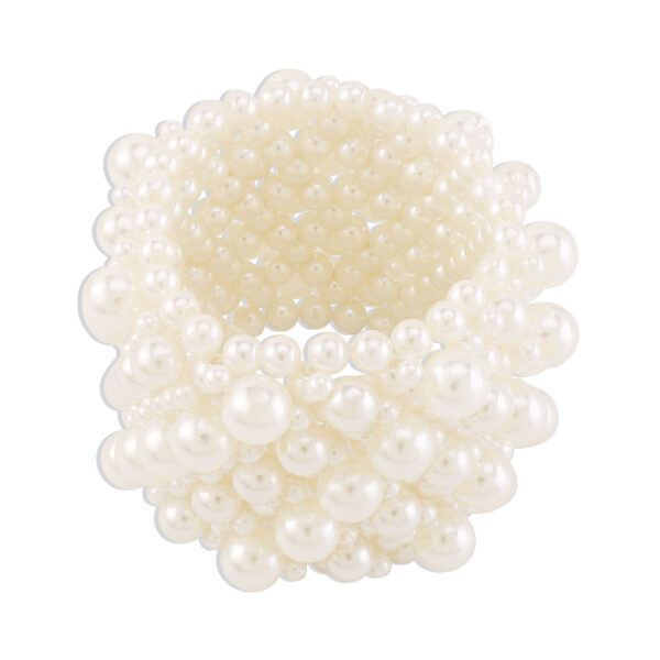 Wholesale Geometric Multi-Row Stretch Wide Pearl Bracelet