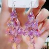 Wholesale Purple Crystal Red Crystal Pendant Hypoallergenic Earrings