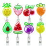 Wholesale Acrylic Quicksand Rhinestone Fruit Strawberry Watermelon Telescopic Badge Scroll Keychain