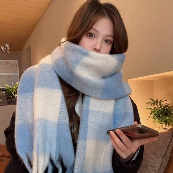 Wholesale Winter Polyester Vintage Ac Rainbow Plaid Scarf
