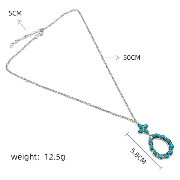 Wholesale Four Leaf Clover Turquoise Alloy Cross Chain Pendant Necklace