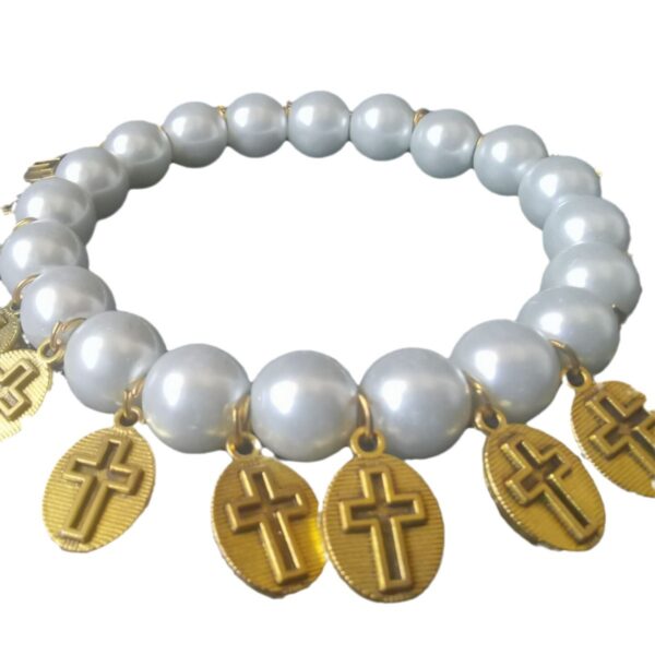 O1CN01rJGXvu23OiqJ30Btj_3687567246-0-cib Wholesale Cross Holy Medal Decorated Imitation Pearl Bracelet