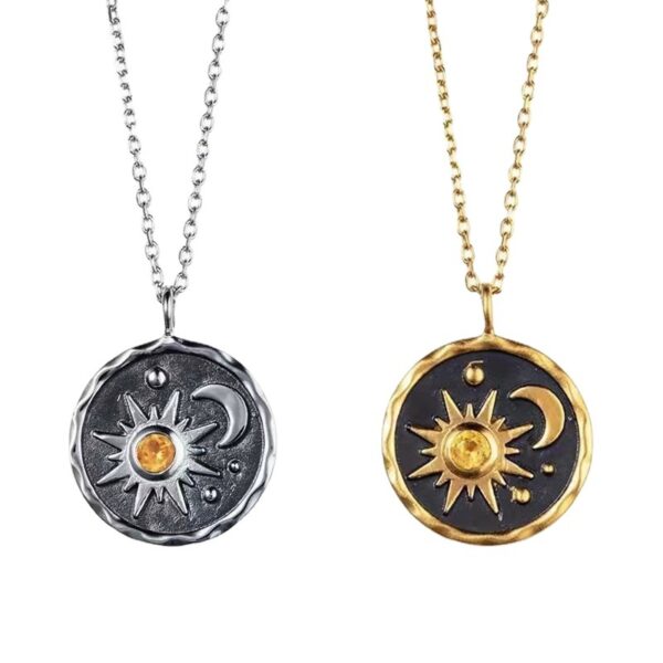 Wholesale Sun Moon Vintage Pendant Alloy Earrings Necklace Set