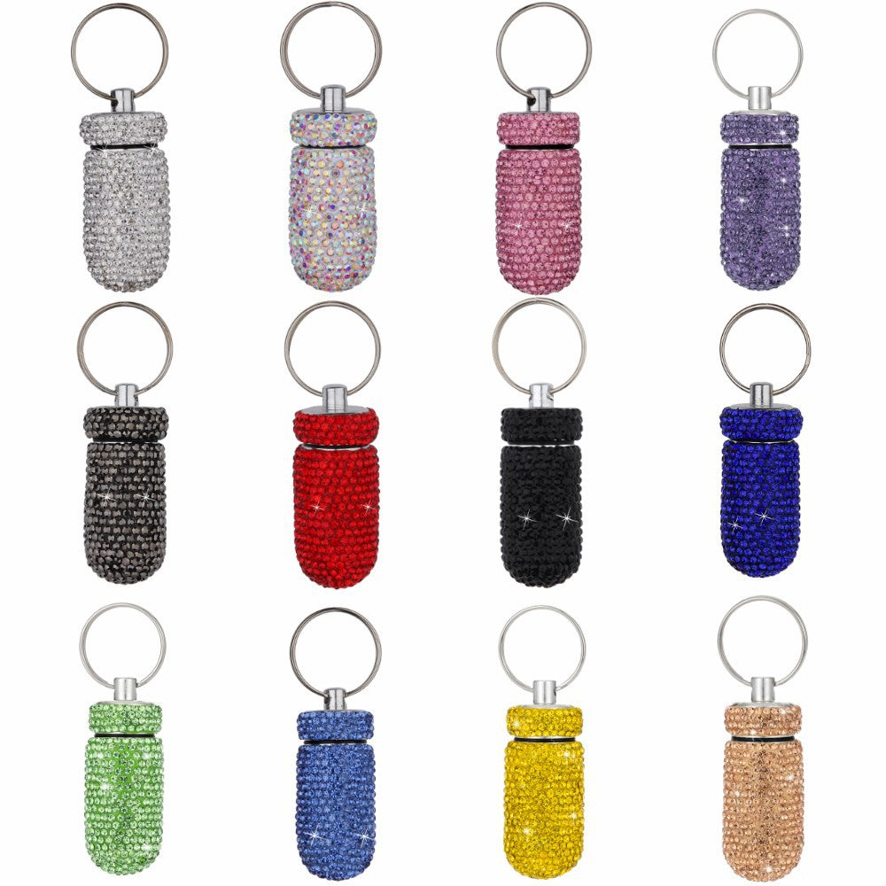 Wholesale Aluminum Diamond Studded Vial Keychain