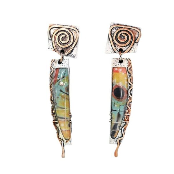 Wholesale Creative Retro Two-color Colored Glass Earrings