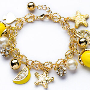 Wholesale Starfish Lemon Yellow Fruit Alloy Bracelet
