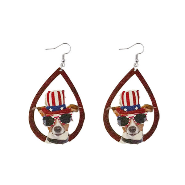 Wholesale Independence Day Flag Wood Earrings