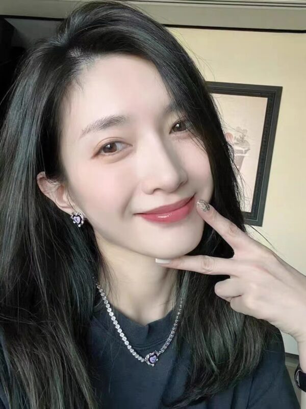 Wholesale Purple Love Diamond Enamel Necklaces