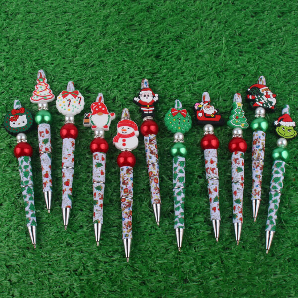 Wholesale Cute Cartoon Christmas Silicone Bead Creative Multifunctional BallPoint Pen