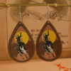 Wholesale Western Cowboy Boots Hat Teardrop Shape Wooden Earrings