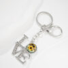 Wholesale Mother's Day Sunflower Time Gemstone Diamond Pendant Metal Keychain