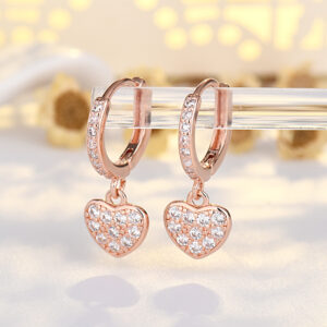 Full diamond heart-shaped ear Buckle (Rose Gold)