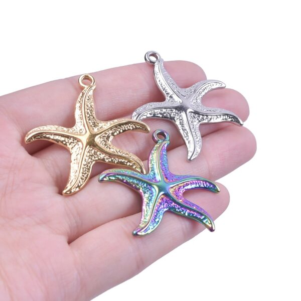 Wholesale 5pcs Steel Color Irregular Starfish Titanium Steel Colorful Pendant Accessories