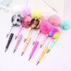 Wholesale Beadable Pens Pom Pom Beadable Pen Leopard Print Plush Multicolor DIY Fluffy Pens