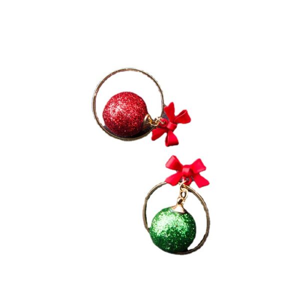 Wholesale Silver Needle Christmas Glitter Ball Earrings