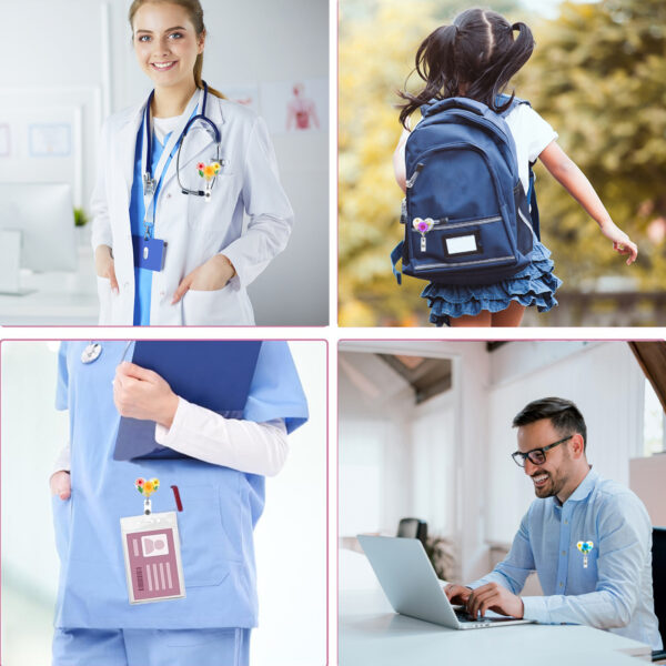 Wholesale Heart Shaped Dried Flower Resin Crocodile Clip Emblem Scroll Retractable Keychain